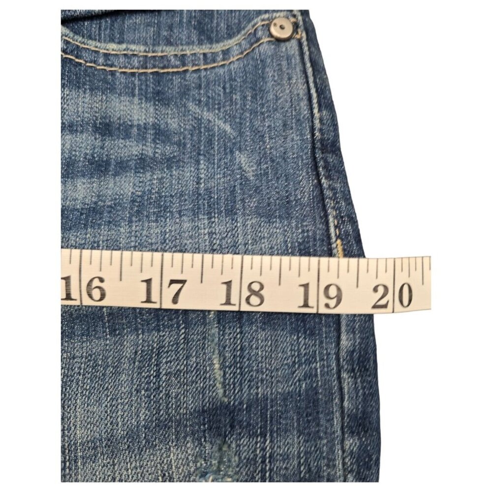 Vtg Harley Davidson Denim Blue Jeans Sz 29 Relaxed Distressed Light Wash Cuffed - Picture 11 of 13